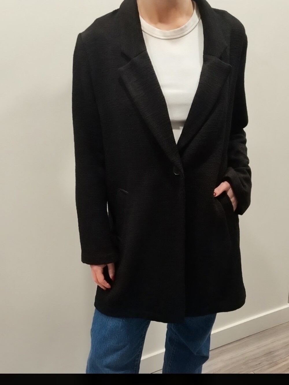 Old Navy Black Long Single-Button Blazer